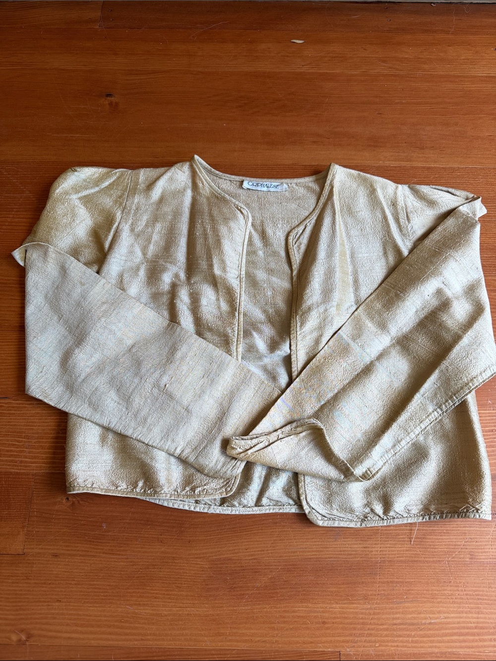 Vintage 100% silk cropped gold bolero